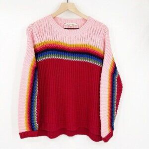 Xirena Apres Ski Striped Rainbow Alpaca Blend Oversized Size XS